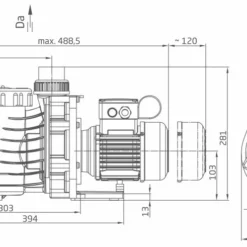 Badu Alpha 10 - 0,40 KW / 230 Volt -NL Zwembad Verkoopwinkel maatschets badu alpha